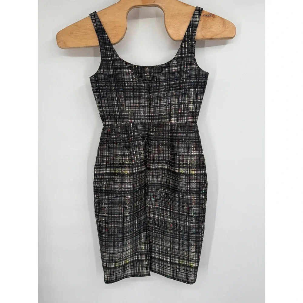MILLY‎ Women's Sleeveless Tweed Plaid Sheath Dress Multicolor Size 4